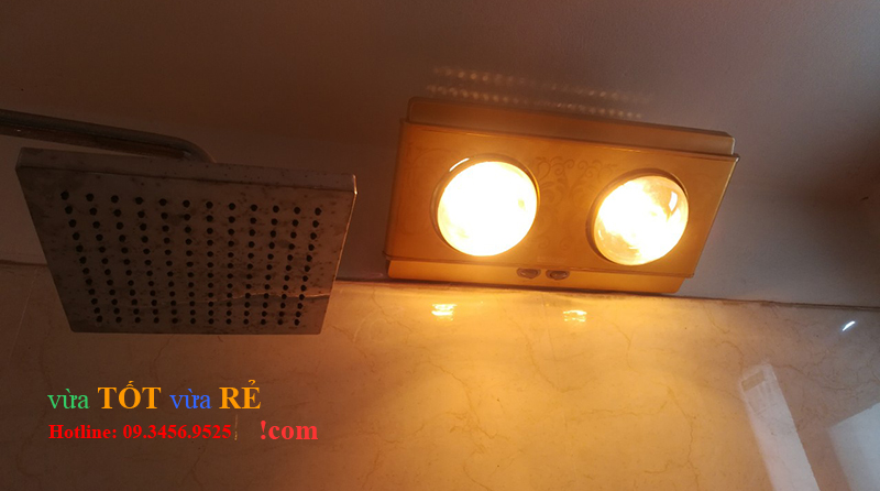 Hình ảnh lắp đặt thực tế đèn sưởi nhà tắm 2 bóng Heizen - 09.3456.9525