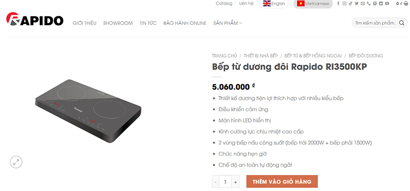 Bếp từ dương đôi Rapido RI3500KP